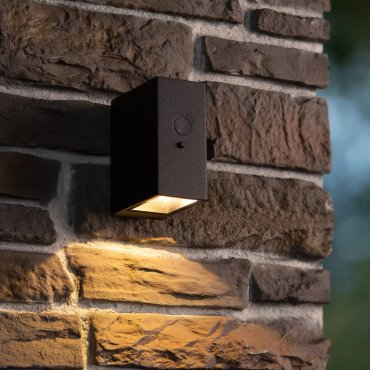 Lucide Bolton - Applique d'extérieur avec capteur solaire jour/nuit - 11,2 x 5,8 x 12 cm - 1W LED inclus dimmable - IP54 - noir