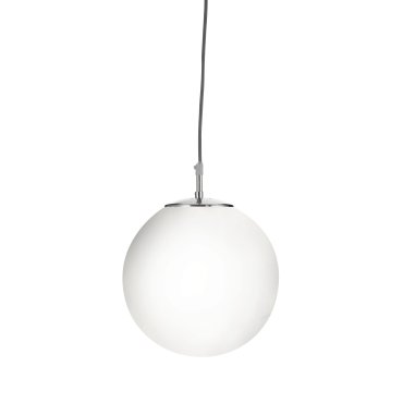 Searchlight Atom - lampe suspendue - Ø 30 x 120 cm - argent satiné et opale brillant