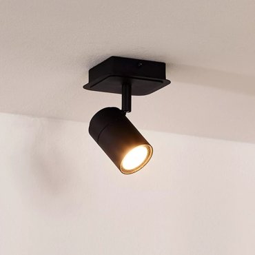 Lucide Lennert - spot en saillie 1L - 10 x 10 x 12,5 cm - 5W LED dimmable inclus - IP44 - noir