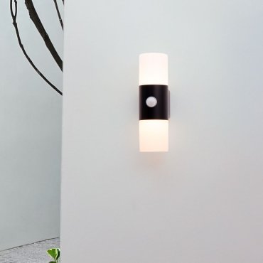 Nova Luce Paul - applique murale extérieure avec capteur - 11,5 x 28 cm - 10W LED inclus - IP65 - noir sablé