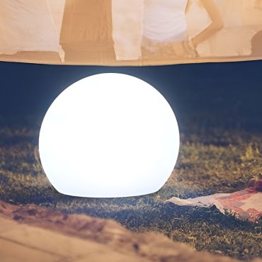 New Garden Buly 50 - lampe de table solaire rechargeable avec câble - Ø 50 x 33 x 44 cm - 1W RGB LED inclus - IP65 - blanc
