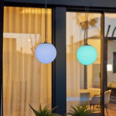 New Garden Norai - lampe suspendue rechargeable avec télécommande - Ø 24 cm - LED inclus - IP65 - beige - RGB + couleur de lumière blanche