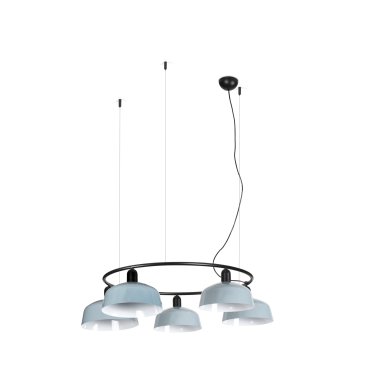 Faro Tatawin M - suspension - Ø 96,6 x 100 x 210 cm - noir satiné et bleu grisâtre brillant