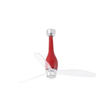 Faro Eterfan - ventilateur de plafond avec lumière et télécommande - Ø 128 cm - 17W LED inclus - rouge et transparent