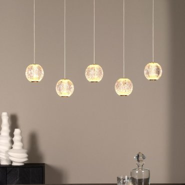 Lucide Cintra - lampe suspendue - 84 x 11 x 150 cm - 5 x 4,7W LED inclus - transparent et doré
