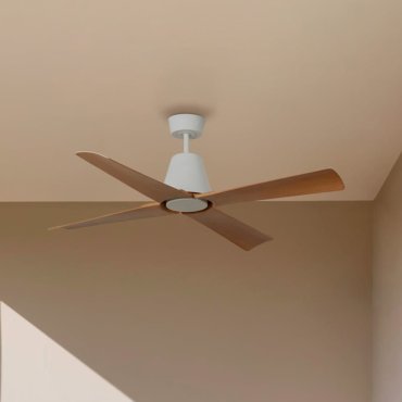 Faro Typhoon M - ventilateur de plafond avec télécommande - Ø 127 cm - IP44 - blanc et érable