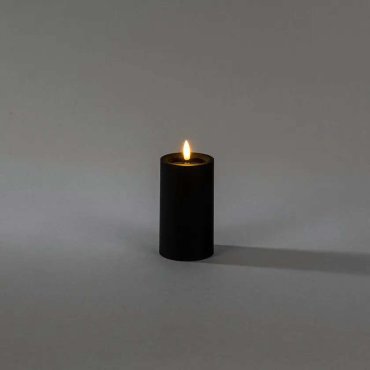 Konstsmide - Bougie LED à piles avec flamme vacillante - Ø 7 x 12 cm - IP44 - noir