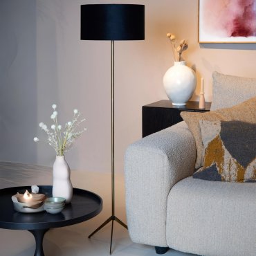 Lucide Tondo - lampadaire - Ø 38 x 147 cm - noir avec or