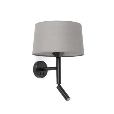 Faro Windsor - applique murale avec lecteur - Ø 29 x 49,9 x 26,5 cm - noir mat et gris