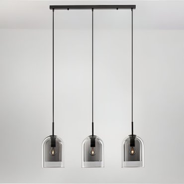 Nova Luce Velor 3L - lampe suspendue - Ø 70 x 158 cm - verre fumé et noir