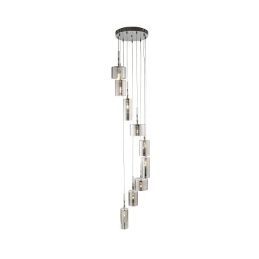 Searchlight Linen - lampe suspendue - Ø 40 x 185 cm - 9 x 7W halogène inclus - chrome