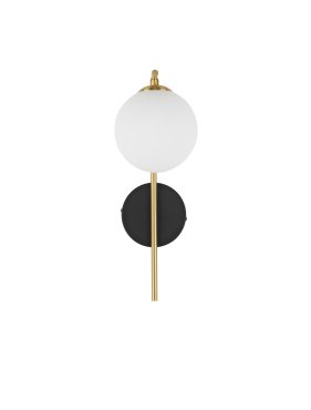 Nova Luce Savoy - applique murale - Ø 11 x 34 cm - satin doré, noir mat et blanc opale