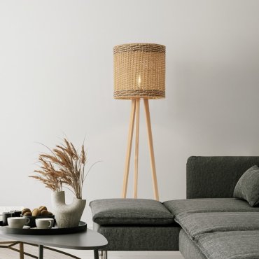 Nova Luce Plette - lampadaire - Ø 39 x 165 cm - bois naturel