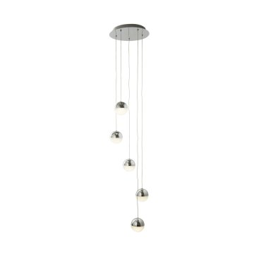 Searchlight Marbles - lampe suspendue - Ø 30 x 150 cm - 5 x 5W LED dimmable inclus - chrome