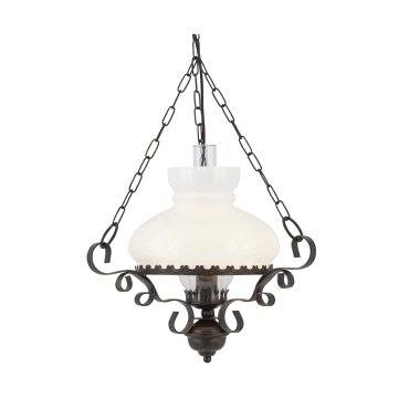Searchlight Hurricane - lampe suspendue - Ø 45 x 93 cm - rouille et opale