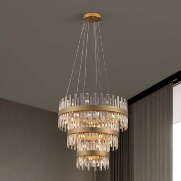 Nova Luce Crown - lampe suspendue - Ø 75 x 200 cm - or satiné