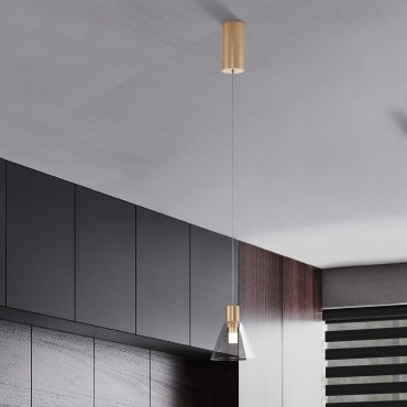 Nova Luce Glass Doc - lampe suspendue - Ø 12 x 120 cm - 5W LED inclus - or
