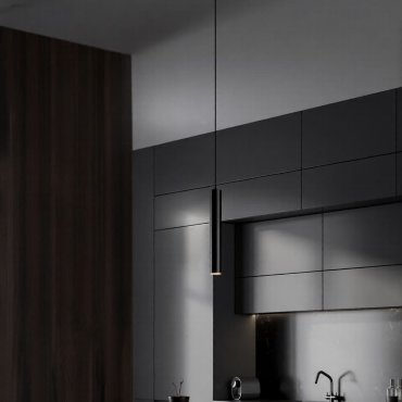 Nova Luce Mare - lampe suspendue - Ø 5,5 x 193 cm - noir sablé