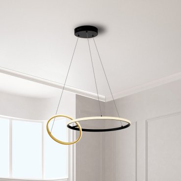 Nova Luce Imar - lampe suspendue - Ø 63 x 150 cm - 36W dimmable LED inclus - noir sablé et or