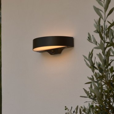 Nordlux Monay Round Solar - applique murale extérieure à énergie solaire - 25 x 7,4 x 13,3 cm - 5W LED inclus - IP44 - noir
