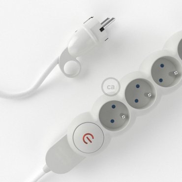 Creative Cables - multiprise avec câble de 1 mètre - 4 points de connexion - version BE/FR avec broche de mise à la terre - blanc