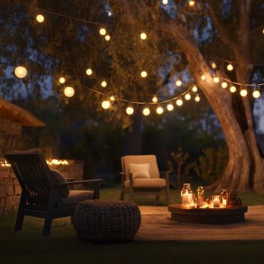 Century Italia Fiesta - guirlande lumineuse de 8,5 m dont 3,34 m de câble - 10 x 6W LED incluses - IP44 - noir