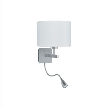Searchlight Wall - applique murale avec double interrupteur - 20 x 25 cm - 1W LED inclus - argent satiné