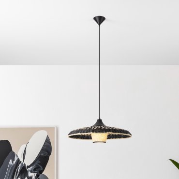 Nova Luce Capa - lampe suspendue - Ø 61 x 200 cm - naturel et noir