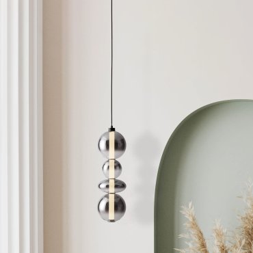 Nova Luce Bally - lampe suspendue - Ø 20 x 197 cm - 36W dimmable LED inclus - noir mat et gris fumé