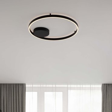 Nova Luce Hedra - plafonnier - Ø 60 x 5 cm - 60W dimmable LED inclus - noir sablé
