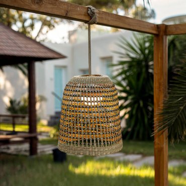 New Garden Positano - lampe suspendue avec source lumineuse rechargeable et télécommande - 9W dimmable LED inclus - Ø33 x 335 cm - IP54 - brun