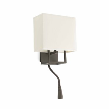 Faro Vesper - applique murale avec interrupteur - 22 x 15 x 45 cm - 1W LED incl. - brun et beige
