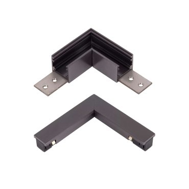 Lucide Linial - système de rails magnétiques - profilé d’angle horizontal &amp; connecteur électrique - 9 x 9 x 1,8 cm - noir chrome mat