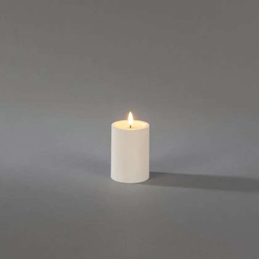 Konstsmide - Bougie LED en bloc sur piles avec flamme vacillante - Ø 7 x 10 cm - IP44 - blanc