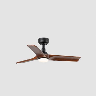 Faro Heywood S - ventilateur de plafond avec lumière - Ø 90 cm - noir mat et noyer foncé
