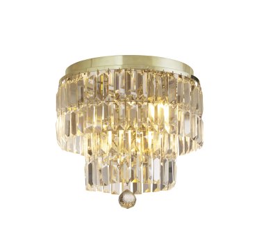 Searchlight Empire - plafonnier - Ø 34 x 33 cm - IP44 - laiton satiné et champagne