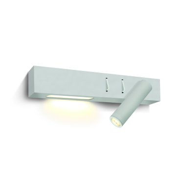 ONE Light Reading Spot - spot mural droit avec interrupteur - 30 x 3,5 x 5 cm - 3W + 6W LED inclus - blanc
