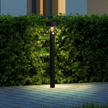 Nova Luce Chiaro - borne de jardin solaire - Ø 17 x 90 cm - LED 1 W incluse - IP54 - noir sablé