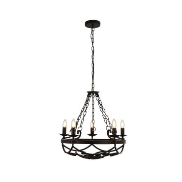 Searchlight Cartwheel III - lustre - Ø 54 x 102 cm - noir mat