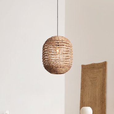 Nova Luce Bola - lampe suspendue - Ø 42 x 200 cm - naturel et noir