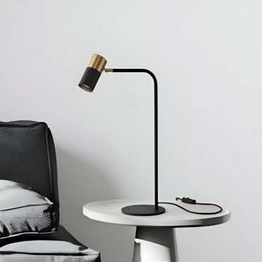 Nova Luce Pongo - lampe de table avec interrupteur et prise USB - Ø 16 x 55 cm - noir sable et or
