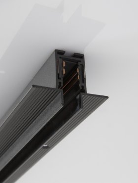 Nova Luce Ultra Slim - rail magnétique encastré sans raccord avec ailettes de 1 cm de profondeur - 200 cm - noir