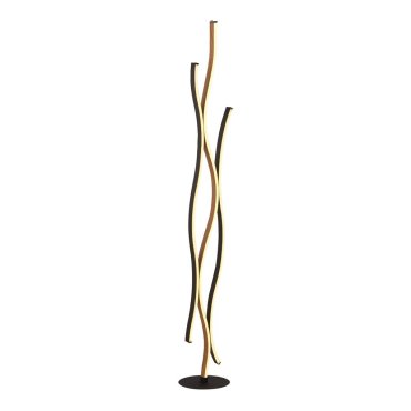 Searchlight Bloom - lampadaire - Ø 20 x 139 cm - 3 niveaux de gradation - 32W LED inclus - noir et effet bois