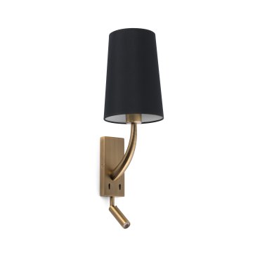 Faro Rem - applique murale avec interrupteur - 16,5 x 21 x 61 cm - 4W LED inclus - noir et vieil or