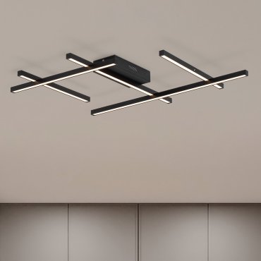 Nova Luce Pace - plafonnier - 80 x 8 x 62 cm - LED 63W dimmable incluse - noir sable
