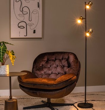 Lucide Upton - lampadaire - Ø 23 x 154 cm - fumé