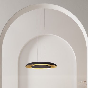 Nova Luce Epos - lampe suspendue - Ø 60 x 145 cm - 38W dimmable LED inclus - noir sablé et or brossé