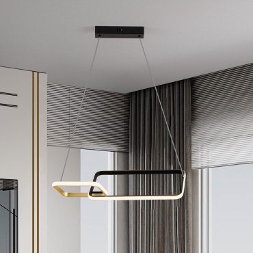 Nova Luce Imar - lampe suspendue - 54 x 150 x 30 cm - 36W dimmable LED inclus - noir sablé et or