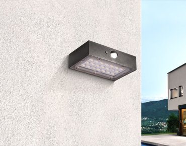 Century Italia Domino MINI - Applique d'extérieur solaire avec capteur - 9 x 3,5 x 13,7 cm - 3W LED inclus - IP65 - noir