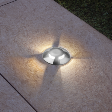 Century Italia Argo - projecteur de sol avec 4 fenêtres - Ø5,8 x 6,5 cm - 0,75W LED inclus - 4000K - IP67 - gris